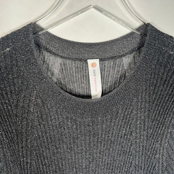 NEW! Daily Practice Anthropologie Sheer Sparkle Sweater Midi Dress MP Gray $118 - Picture 7 of 13